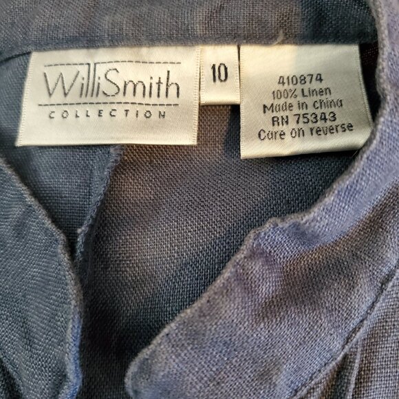 Willi Smith Vtg Blue Linen Tunic Blouse | Sz 10 - Picture 5 of 6